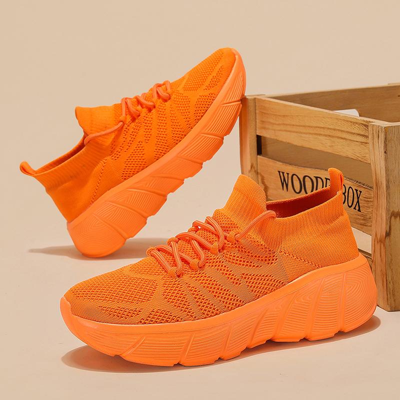 Women Sneaker Knit Comfortable Thick Sole Casual Shoes Breathable Stylish Sports Women Tennis Shoes Female Shoes Plus Size Men