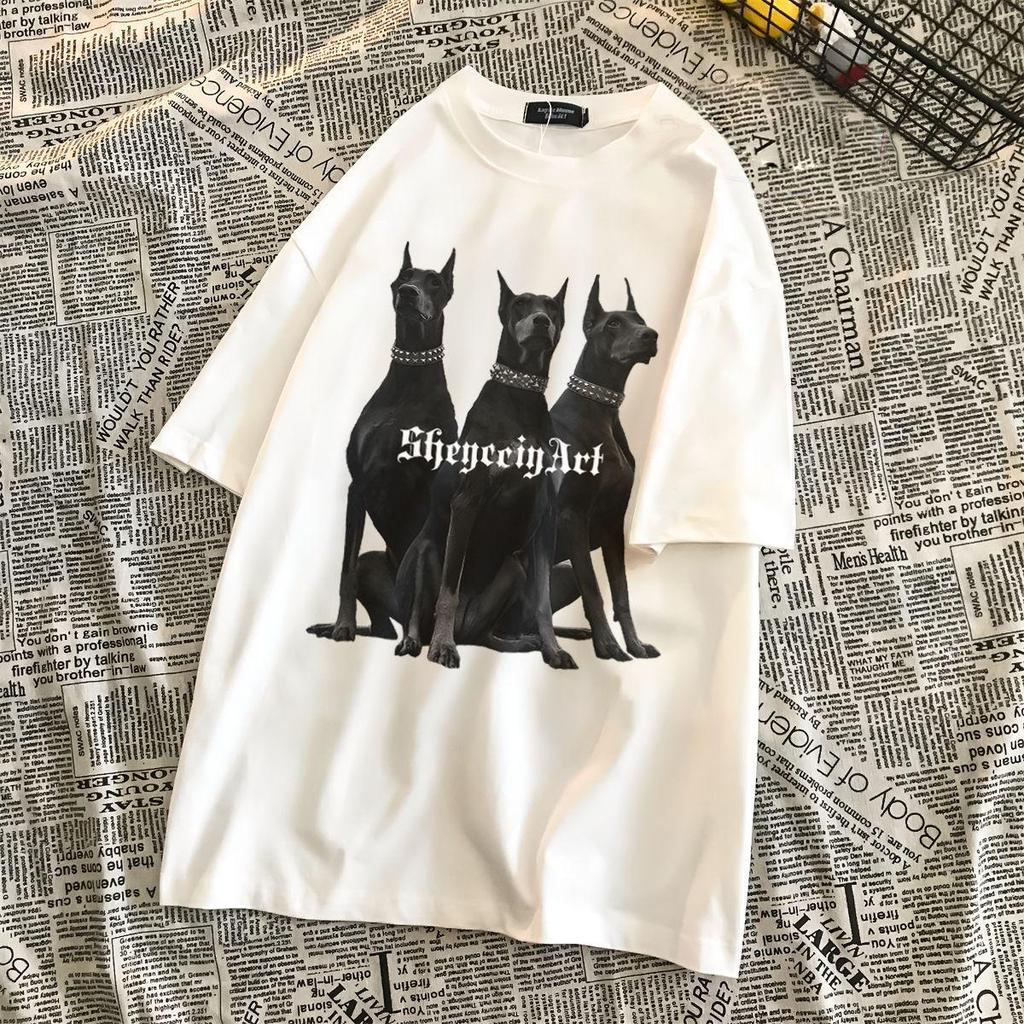 Unisex Sommer Retro Dobermann Grafik T-Shirt - Reine Baumwolle, Lockere Passform