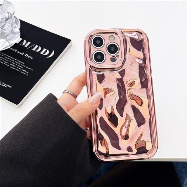 For iPhone 15 Pro Max Luxury 3D Meteorite Texture Plating Frame Phone Case For iPhone 11 12 13 14 16 Plus Soft Protective Cover