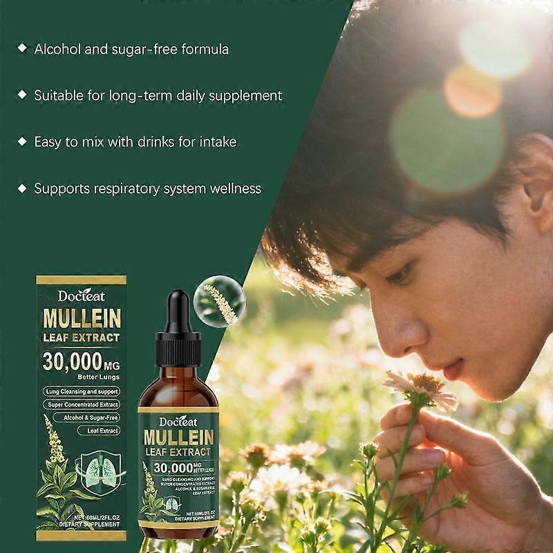 Gocce di Verbasco per i Polmoni ed Estratto di Foglie di Verbasco per i Polmoni con Clorofilla, Integratore Naturale a Base di Erbe per la Pulizia dei Polmoni, Integratore per il Supporto Respiratorio