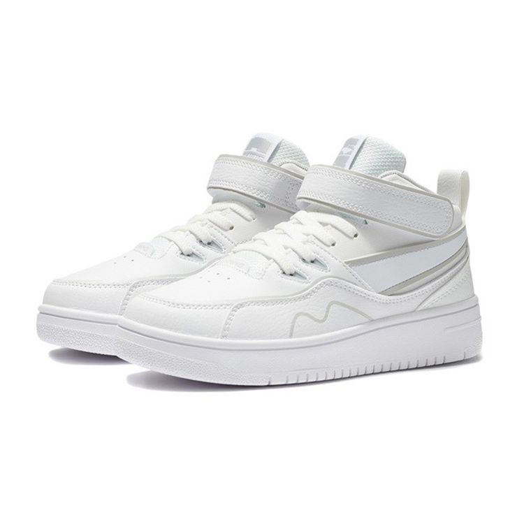 LiNing Youth Rebound Shock Absorption Wear-Resistant Mid-Top Sneakers Kids Sneakers White YKCS020-1