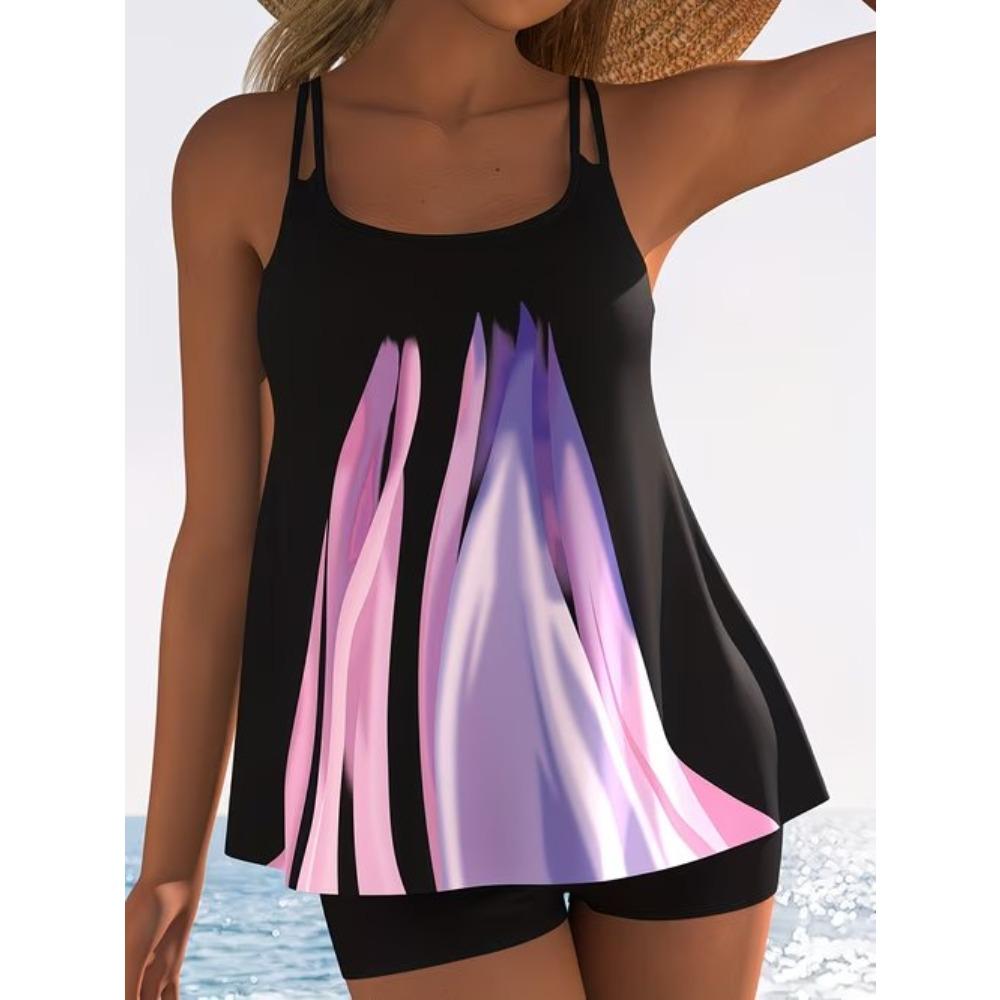 Women's Swimwear Tankini 2 Piece Swimsuit  Flower Pattern Print Vacation Bathing Suits