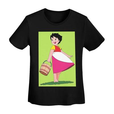 Happy Heidi TShirt Women Short Sleeve T Shirts Crew Neck Clothing Cotton Summer Tees Streetwear