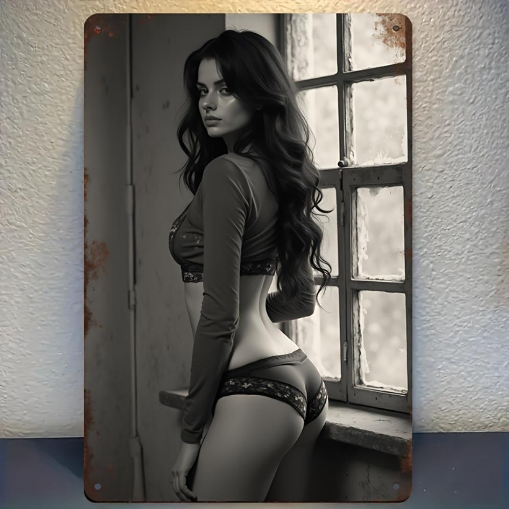 Vetochka Metal Wall Art 8x12 Inches Retro 2D Plaque Lingerie Decor for Bedroom Bar Office Cafe 20x30cm