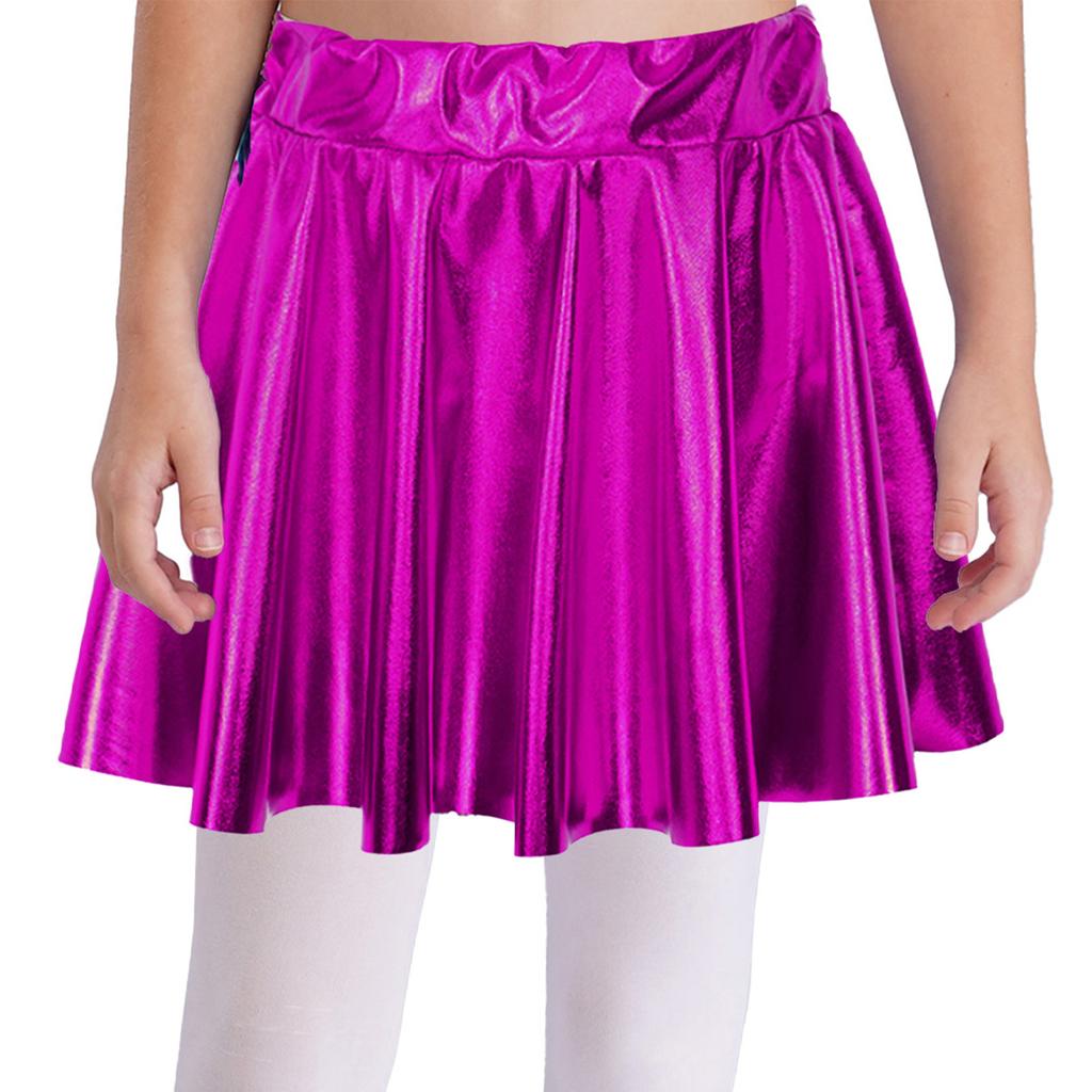 Girls Performance Skirt Elastic Waist Shiny Bronzing Material Dance Practice Costume Bottom