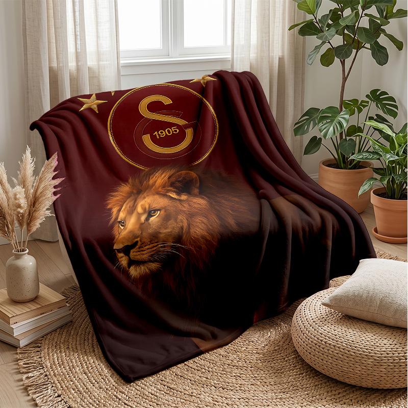 Galatasaray Fußball-Thema Decke Weiche Flanelldecke Plüsch Überwurf Gemütliche Sofa-Bett-Decke für Wohnkultur