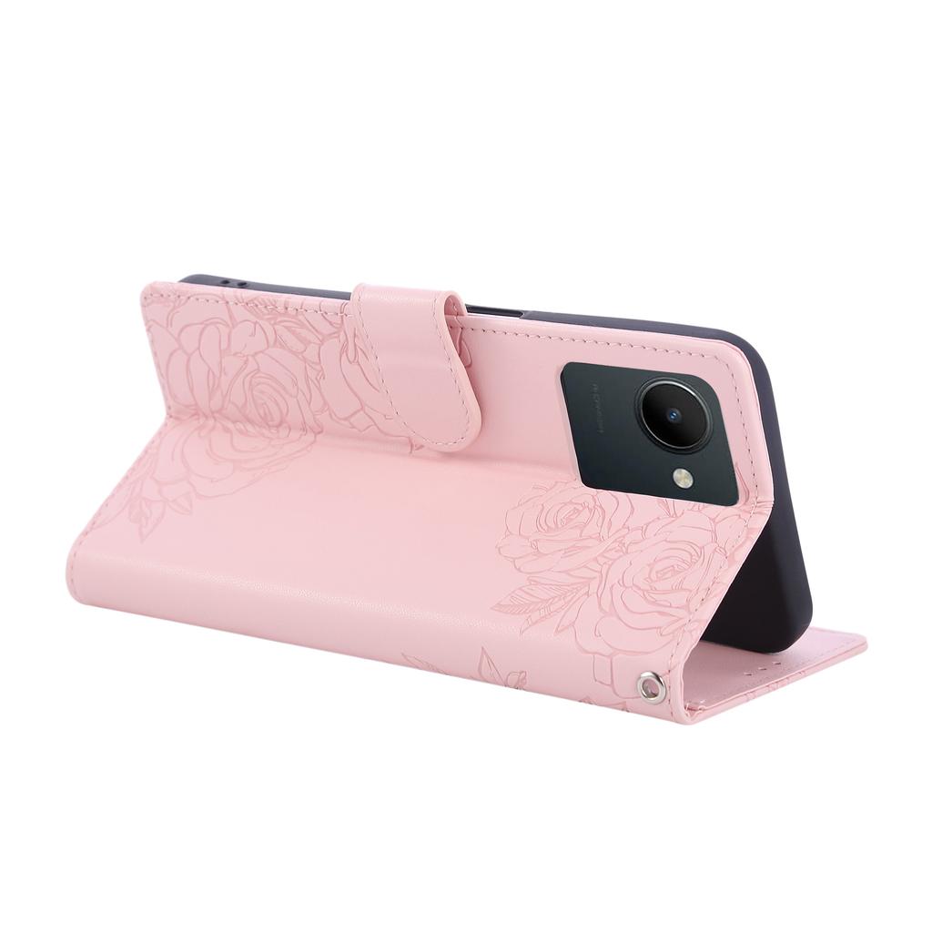 For Realme C30 4G/C30s 4G Case Rose Flower PU Leather Wallet Phone Cover with 3 Card Slots
