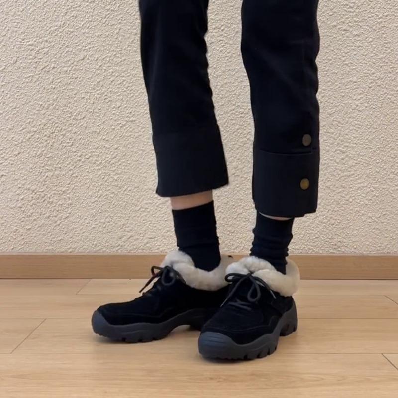 

Edition~ Fleece high-heeled snow boots, thick-soled round head straps, fashionable temperament, elegant and versatile warm fluffy shoes 39 чорний