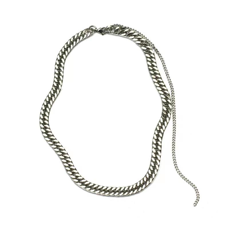 European and American cold wind collarbone chain niche titanium steel thick chain necklace ins trendy hip hop neck chain accessories