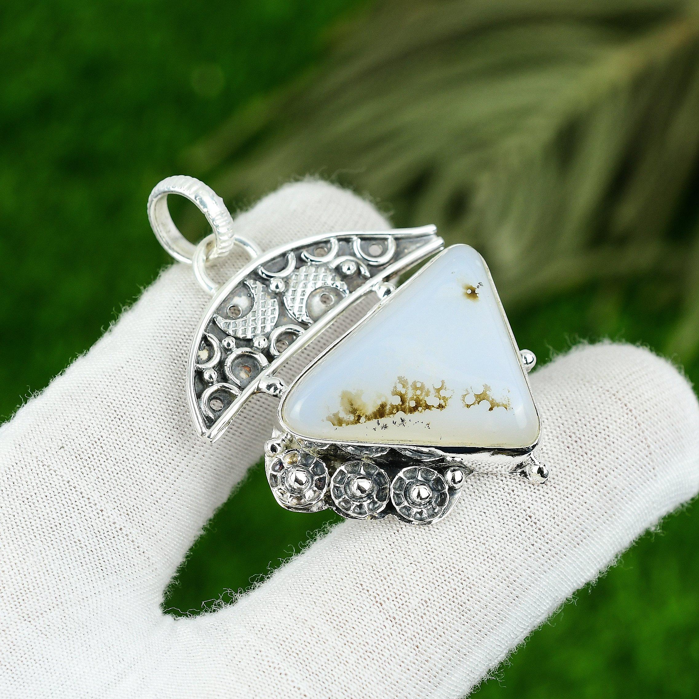 

Gift For Her 925 Sterling Silver Natural Montana Agate Gemstone Jewelry Pendant