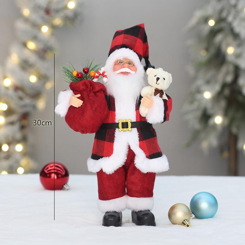 Cross-border Special 30cm Standing Santa Claus Christmas Decorations Pink Red Christmas Doll Customization