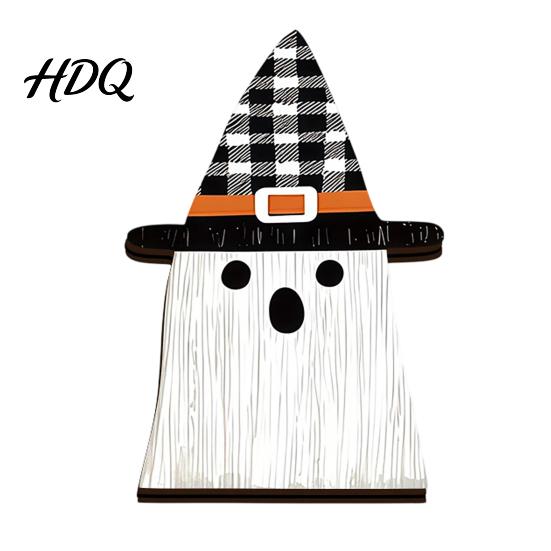 Playful Halloween Desktop Decorations Wooden BOO Ornaments, Lettering Decorations, Rustic Bat Pumpkin Ghost Freestanding Wood Block Set Table