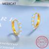 Round Natural Colorful Moonstone 925 Sterling Silver Hoop Earrings for Woman Gemstone Fine Jewelry Huggies Wedding Party Gift