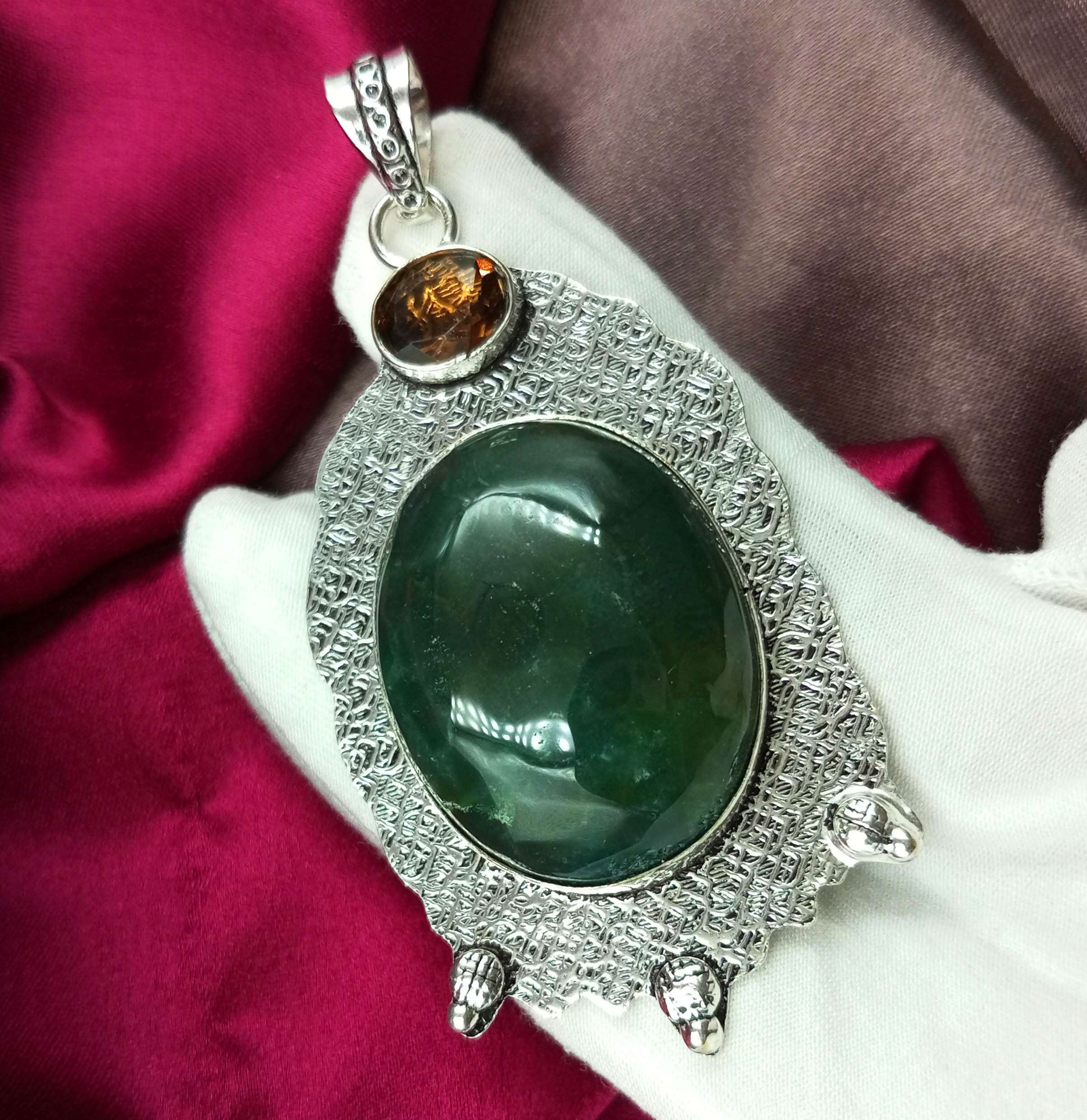 

Моховой агат Драгоценный камень 925 пробы с серебряным покрытием 2 Приблизительный кулон DEPE36