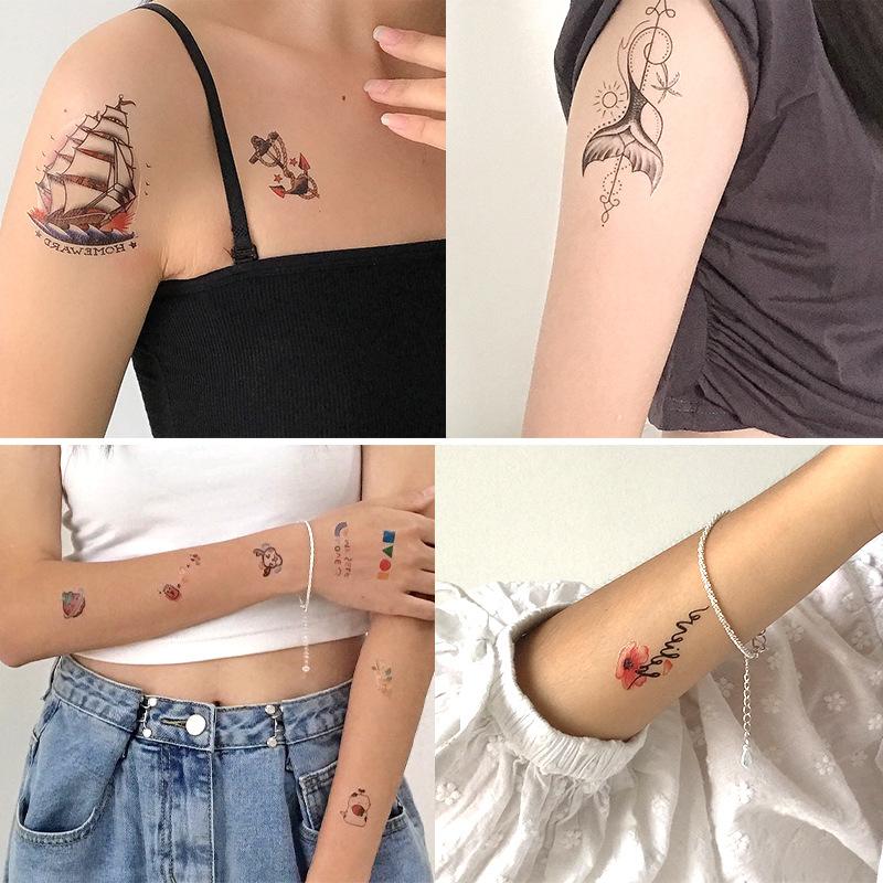 Beauty Sticker Cartoon Tattoo Sticker Temporary Waterproof Animation Flower Personalized Flower Arm Tattoo Sticker