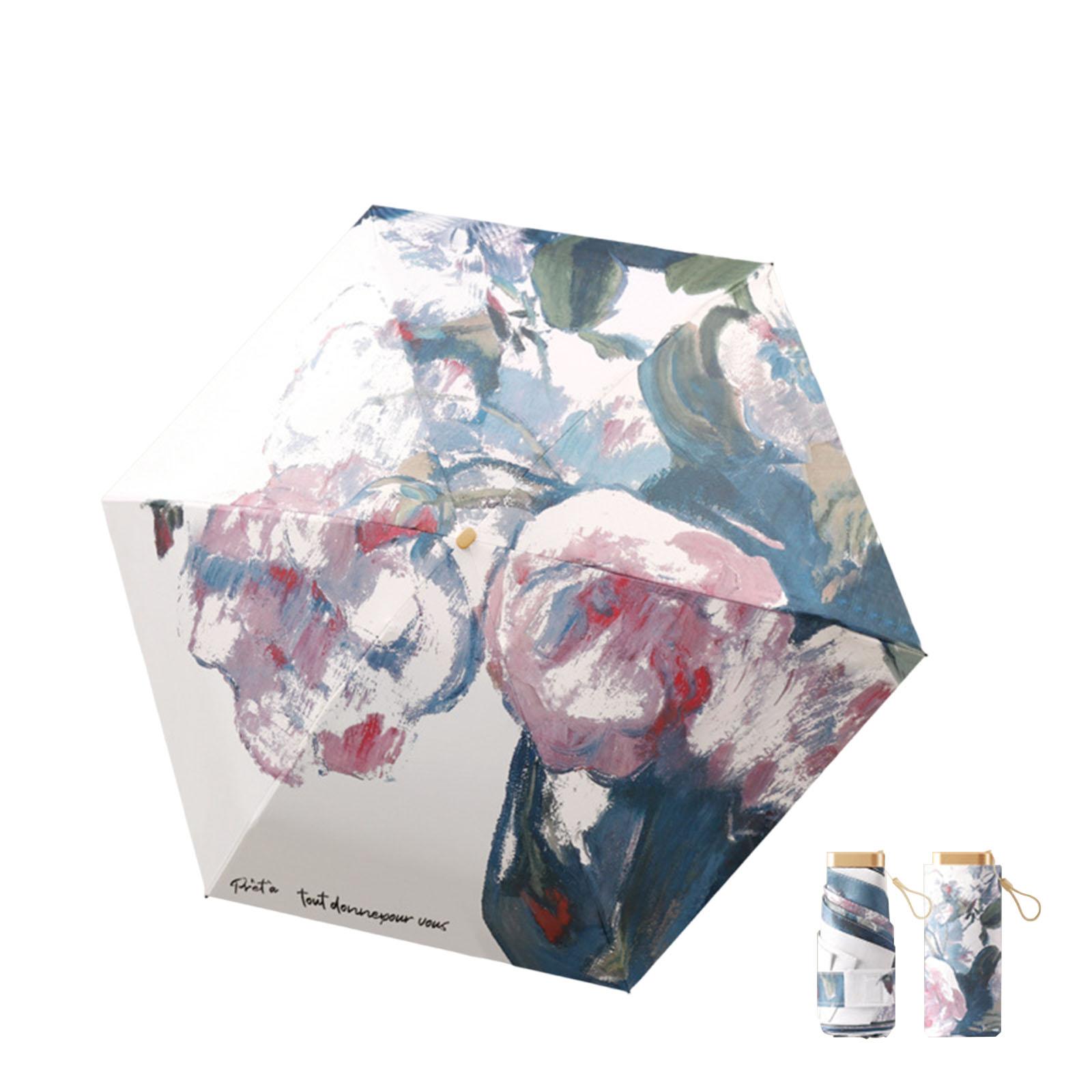 

Compact Folding Umbrella Sunny and Rainy Dualuse Umbrella 6-Rib Ultralight UV Protection Parasol Travel Daily Commute Umbrella Iron&6K білий