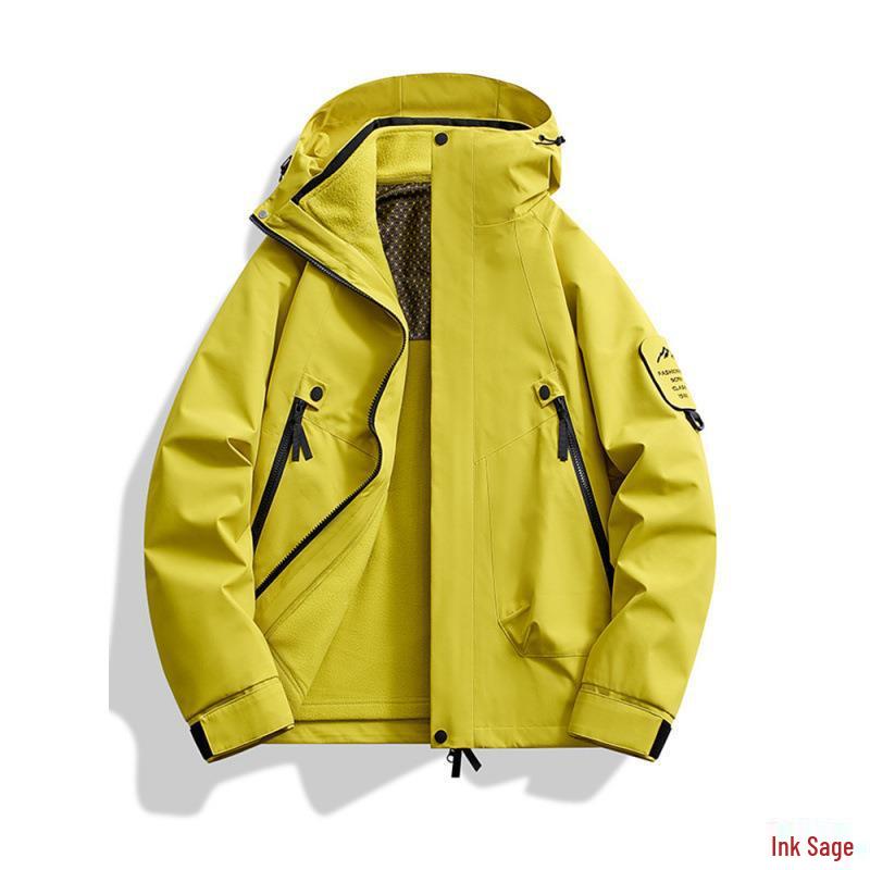 Windproof Waterproof Fleece-Lined Mountain Windbreaker Jacket for Skiing & Hiking