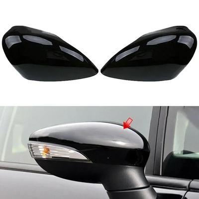 2 Stück Glänzend Schwarz Seiten Tür Flügel Spiegel Abdeckung Kappe Für Ford Fiesta MK7 2008-2017 Für Ford Fiesta Kastenwagen Mit Blinker 2012-2017