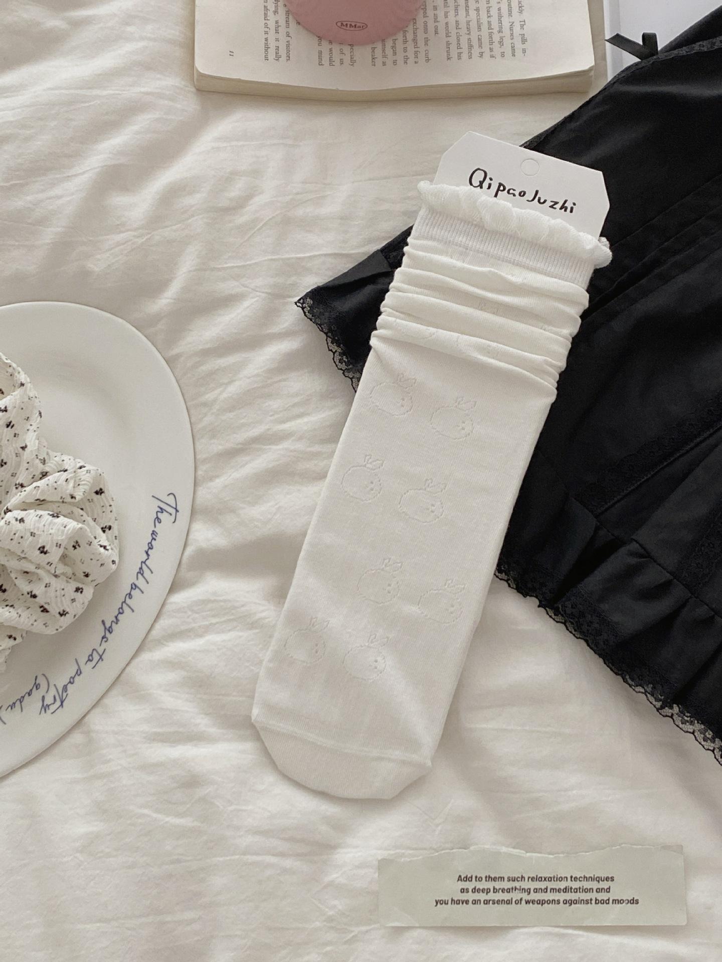 

Small White Socks Mesh Thin Korean Socks Girl Boneless Extremely Resistant Summer White Mid-Tube Piles One size fits all помаранчевий