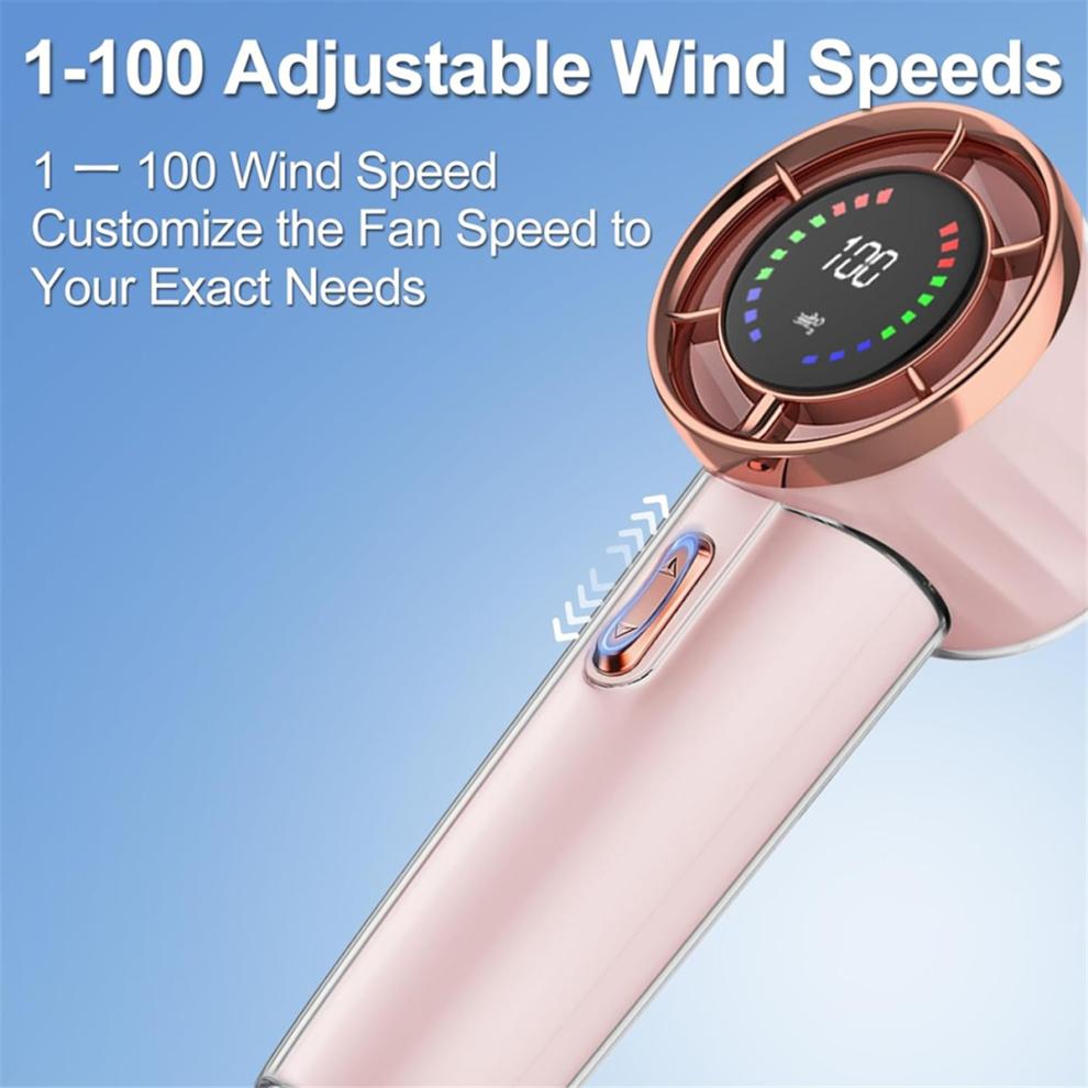 Portable Handheld Fan, Speed(1-100) Adjustable Turbo Mini Rechargeable