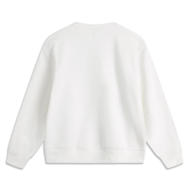 Li Ning × Disney İşbirliği Pixar Çilek Ayı Serisi Çizgi Film Mektup Yuvarlak Yaka Rahat Nefes Alabilen Polar Sıcak Sweatshirt AWDU432-5