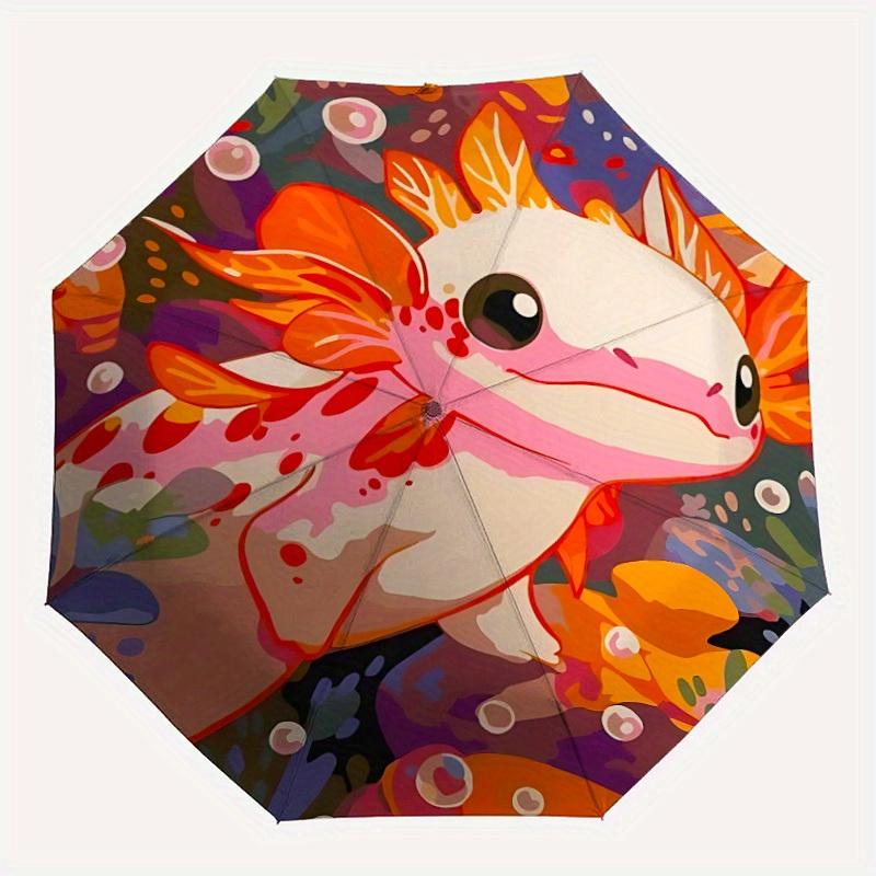 

1pc Axolotl Marine Giant Salamander Automatic Open/Close Exquisite Umbrella - Compact Travel Umbrella, 8-Rib Heavy-Duty Construction, Ideal