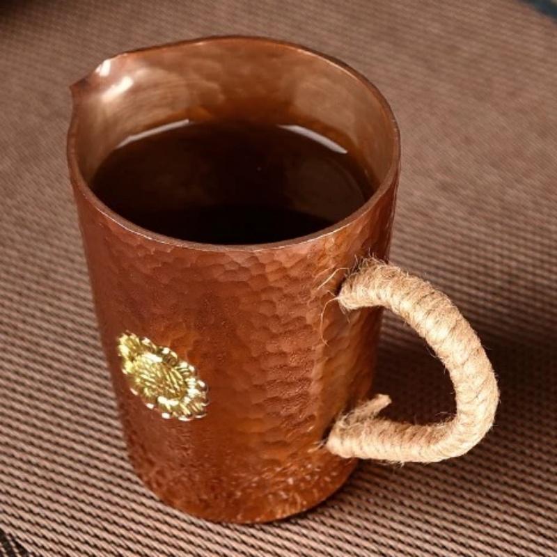 Vintage Pure Copper Moscow Mule Mug Engraved Flower Durable Coppery Beer 200ml Mugs Coffee Mug Milk Cup Weave Handle Drinkware