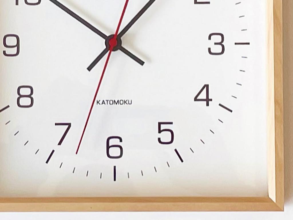 KATOMOKU Muku Square Clock 2 km-65HM H. Maple Wall Clock with Continuous Second Hand (quartz Clock)