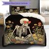 Skull with Flowers  Pattern Bedding Quilt Set  Home Decoration  Gift (1 * Duvet Cover + 2 * Pillowcase, Without Core)
