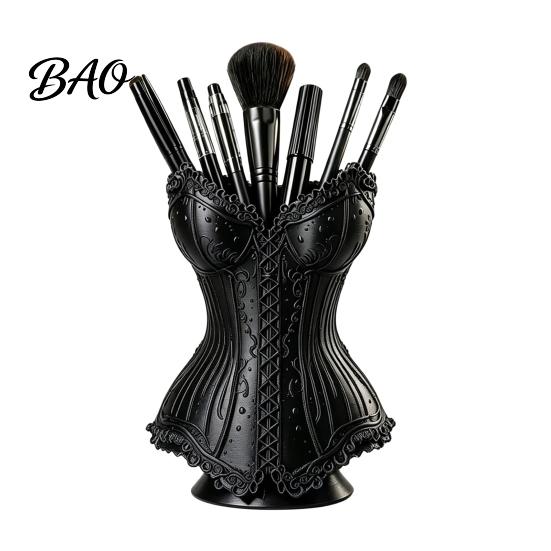 Decorative Storage Bin Gothic Corset Pen Holder, 3D Printed Vintage Dark Makeup Brush Aesthetic Decor Desk Organizer for Office Vanity, Halloween