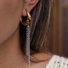 Design Sense Minimalist 18K Gold, Gold and Silver Color Matching Moon Twisted Tassel Earrings Earrings