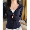 Women S Zipper Hooded Cardigan Long Sleeve Slim Fit Casual Outerwear
