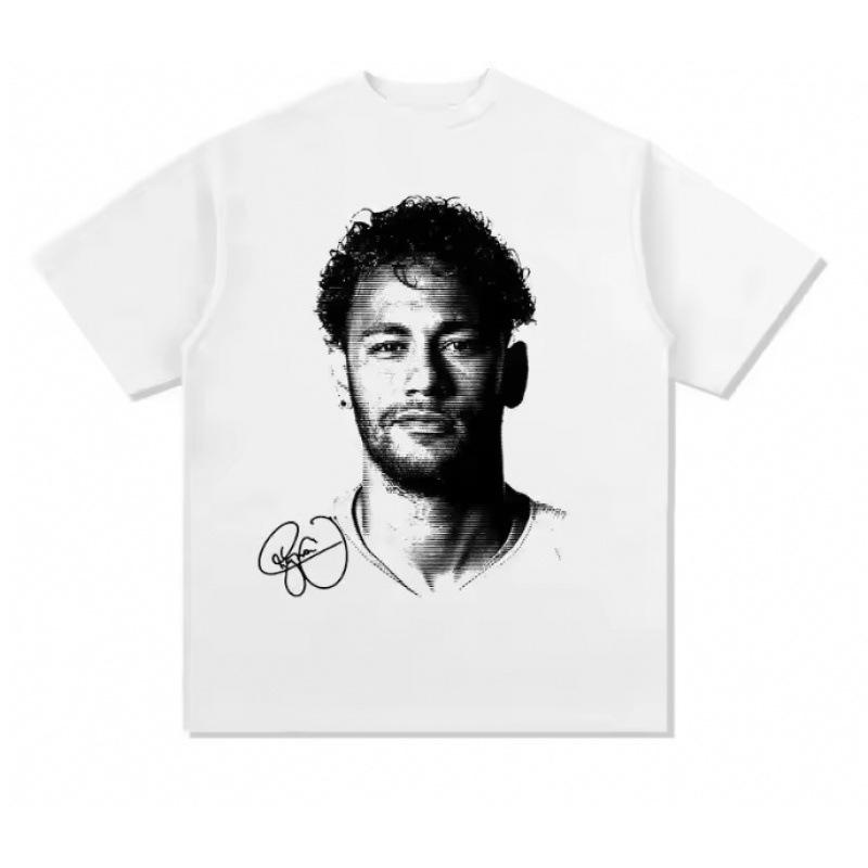 Men's Stylish Casual Pure Cotton Summer T-Shirt with Neymar Print and Crew Neck