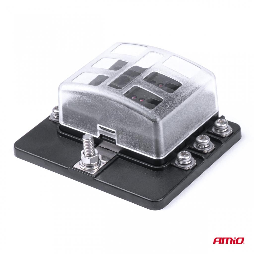 Ceramic fuse box 6 sockets + fuses AMIO-03039