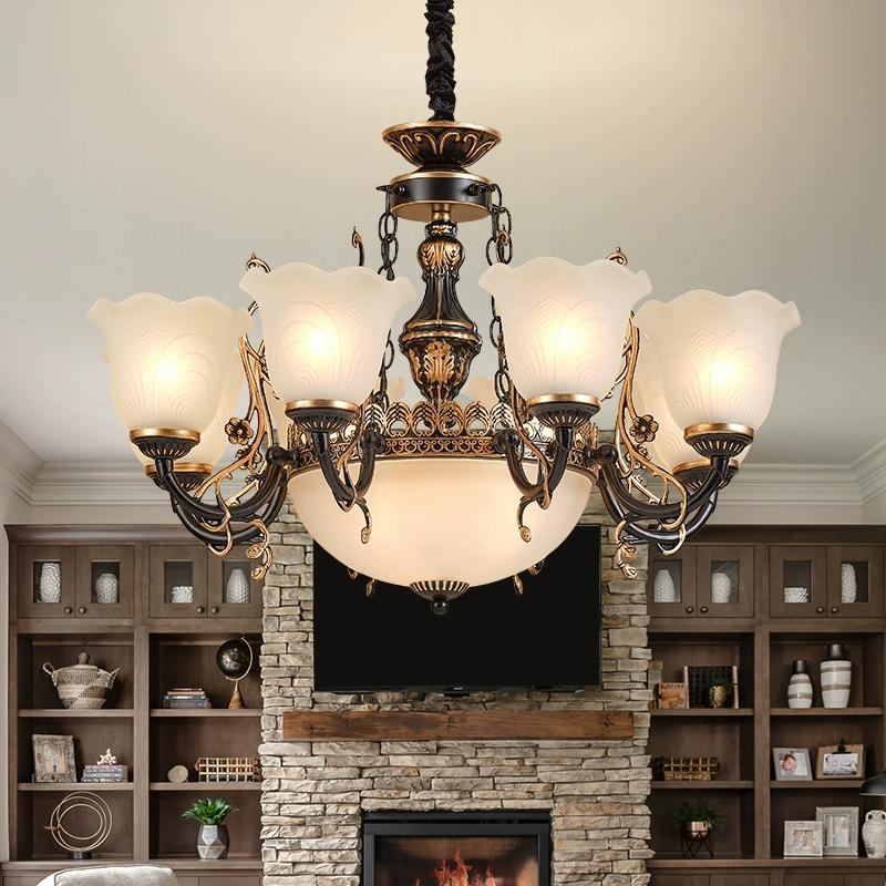 Living Room Pendant Light with Full Spectrum Eye Protection Retro Luxury and Grand Countryside Lighting Fixtures Bedroom and Dining Room Lights