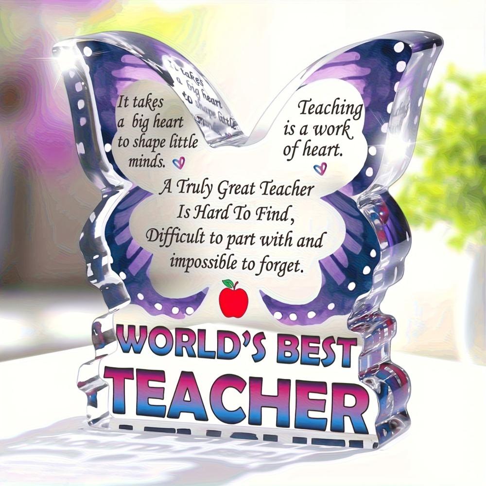 World'S Best Teacher Acrylic Desk Decoration - Meaningful Gift for Graduating Students, Teacher Retirement, Thanksgiving - Cherished Keepsake for Edu