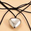 Collier femme exagéré réglable à lacets couleur douce cadeau élégant grand coeur d'amour