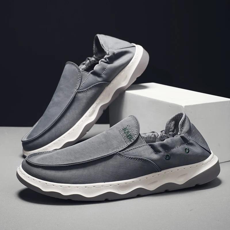 Sapatos Masculinos Sapatos de Tecido de Seda Gelada para Homens Verão Respirável Sapatos Casuais Masculinos Tendência Slip-on Sapatos Vulcanizados Tênis para Dirigir