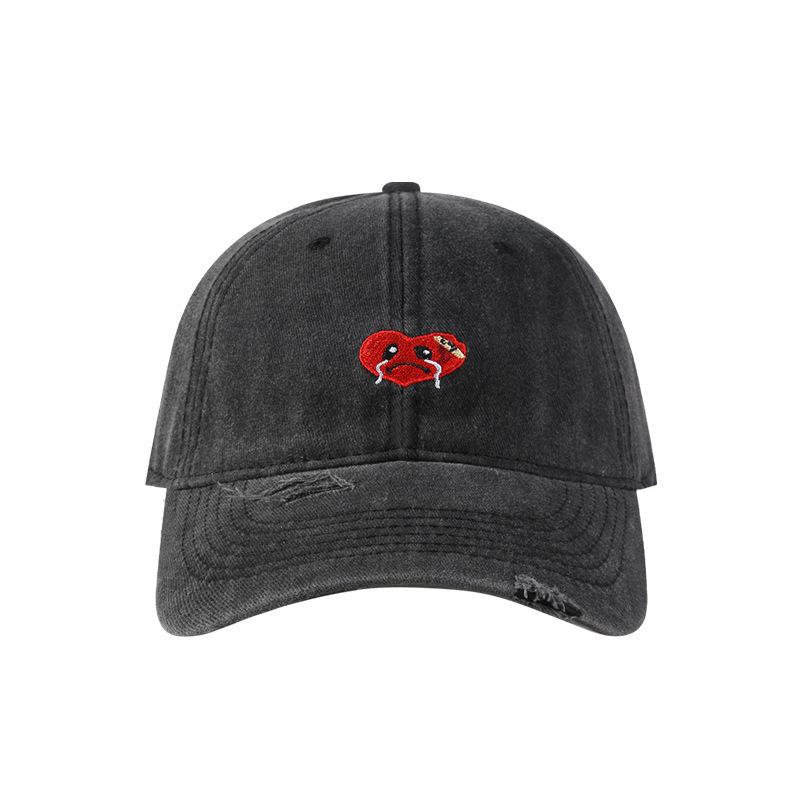 Hat Female Cartoon Embroidery Washed Cap Student Couple Versatile Baseball Cap Outdoor Casual Sun Hat