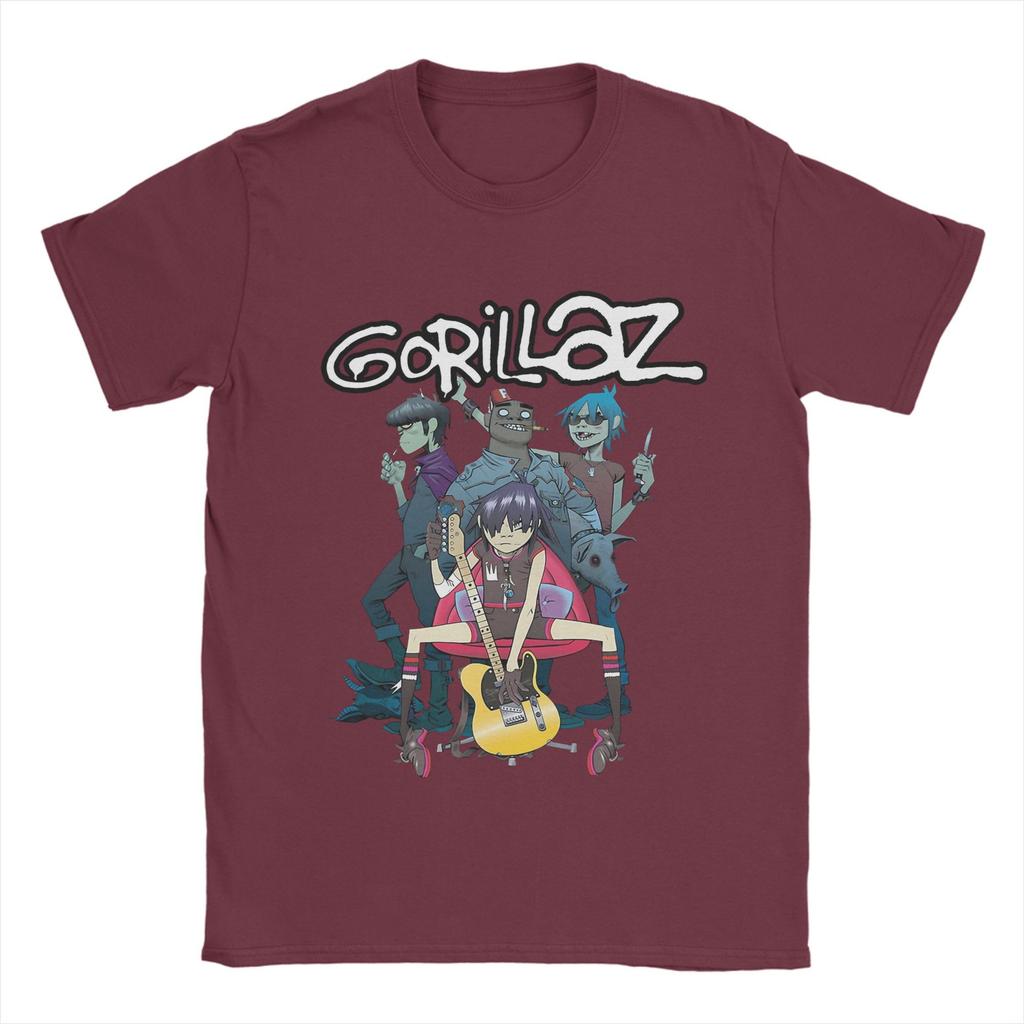 Gorillazs Punk Rock  T Shirt Summer  100 Cotton T Shirts For Man Popular Casual Tee Shirt Short-Sleeve Y2K Retro Top Tees
