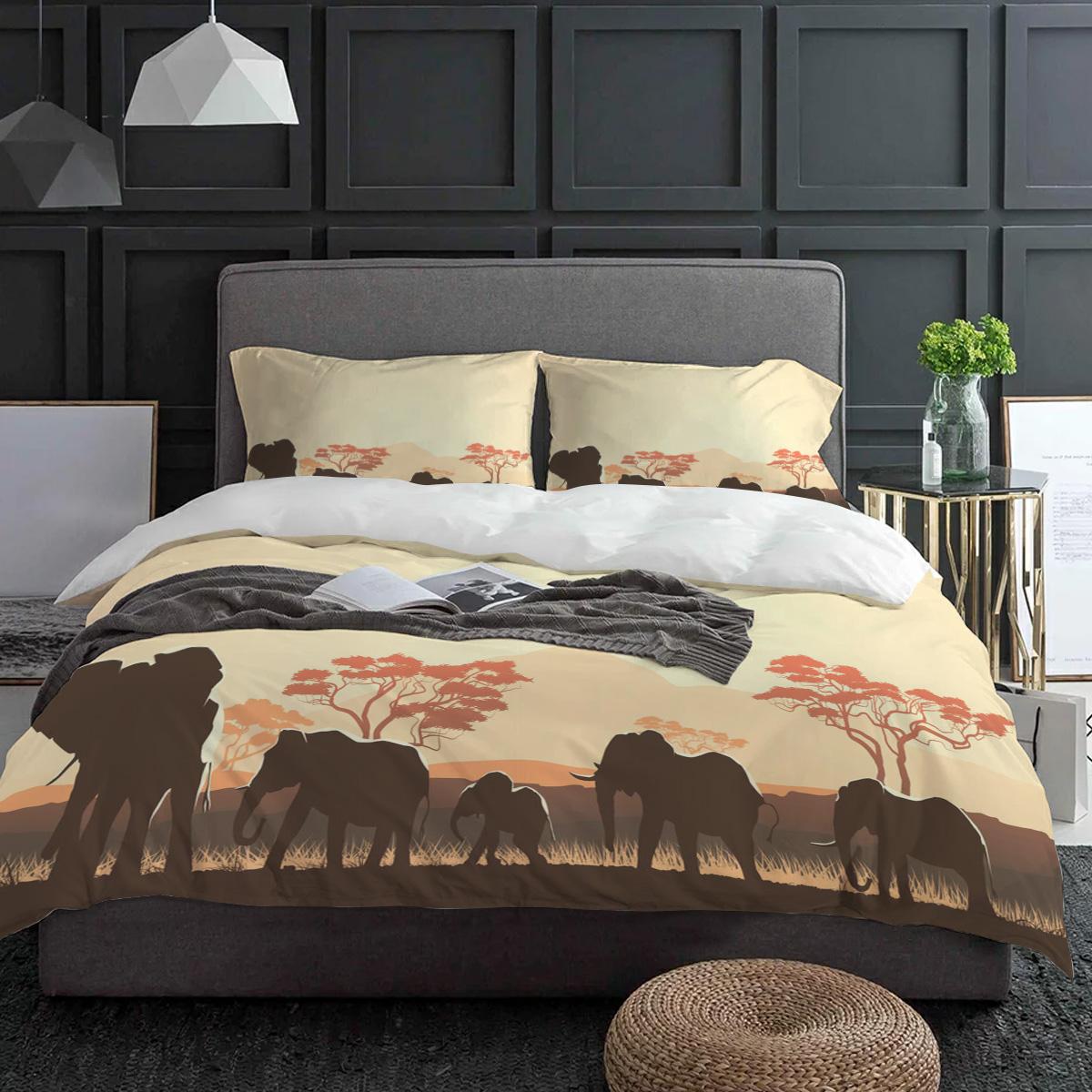 

Африка Животное Слон Луг Комплект постельного белья 3 предмета Пододеяльник Наволочка Детский Взрослый Покрывало Двуспальный комплект Домашний текстиль EU single(135x200cm)