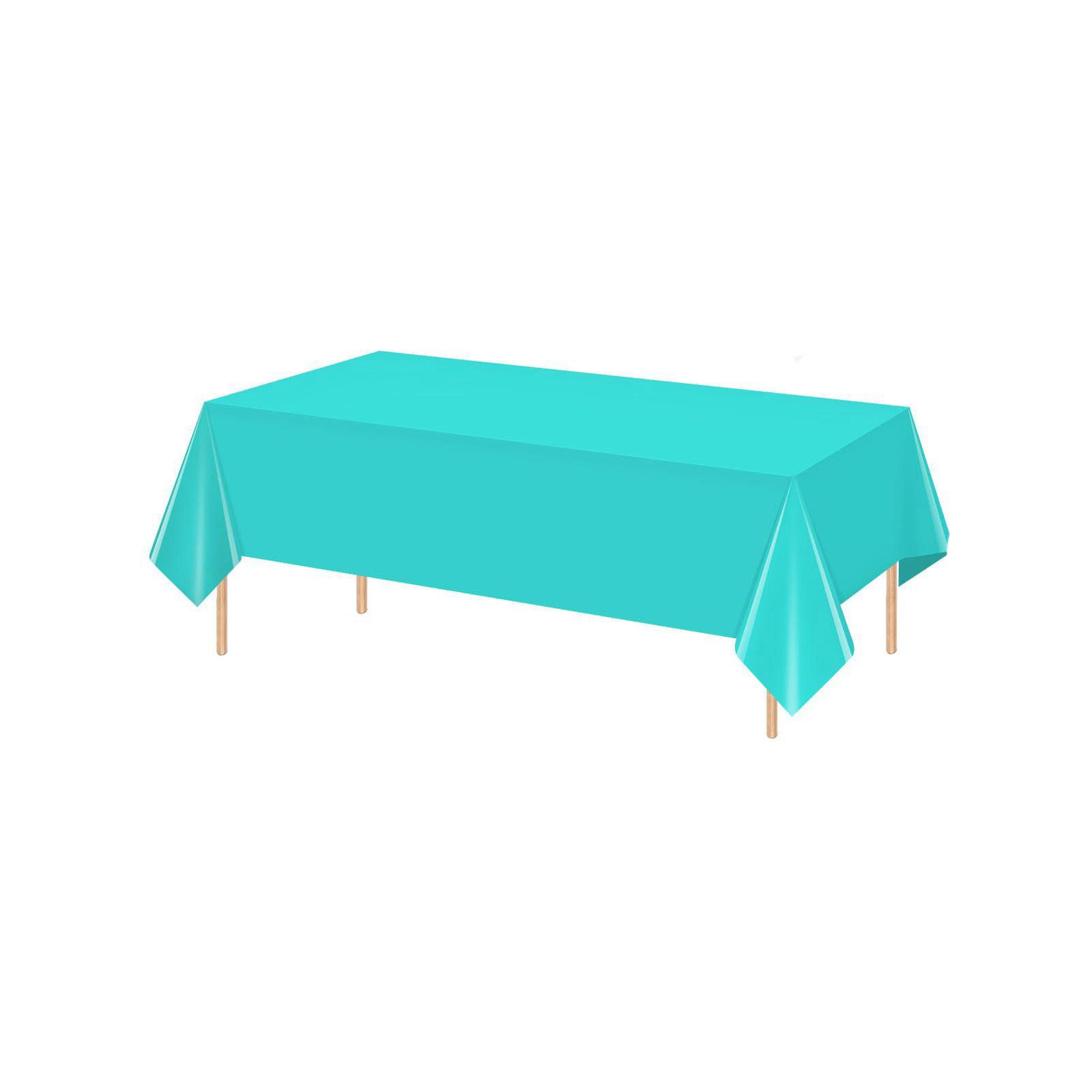 Disposable PEVA Thickened Plastic Rectangular Tablecloth Party Supplies One Size циан