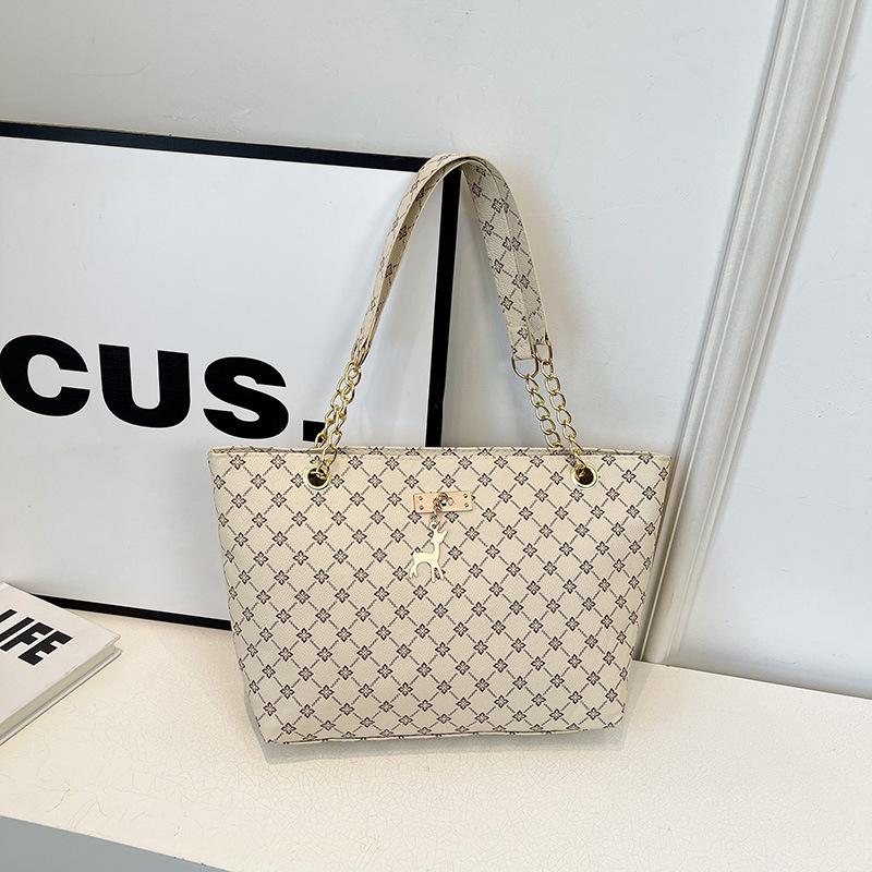 Retro Monogram Tote Bag Vintage Shoulder Handbag for Women Casual Daily Use Commute Travel Fashion Purse