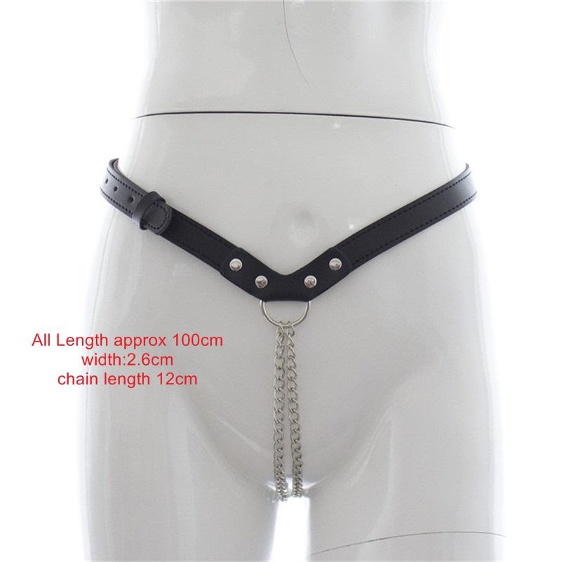 Leather Pants Sex Toys For Woman Men Steel Chain Vagina panty Bondage Underwear Adjust Panties Chastity Anus Sex Products