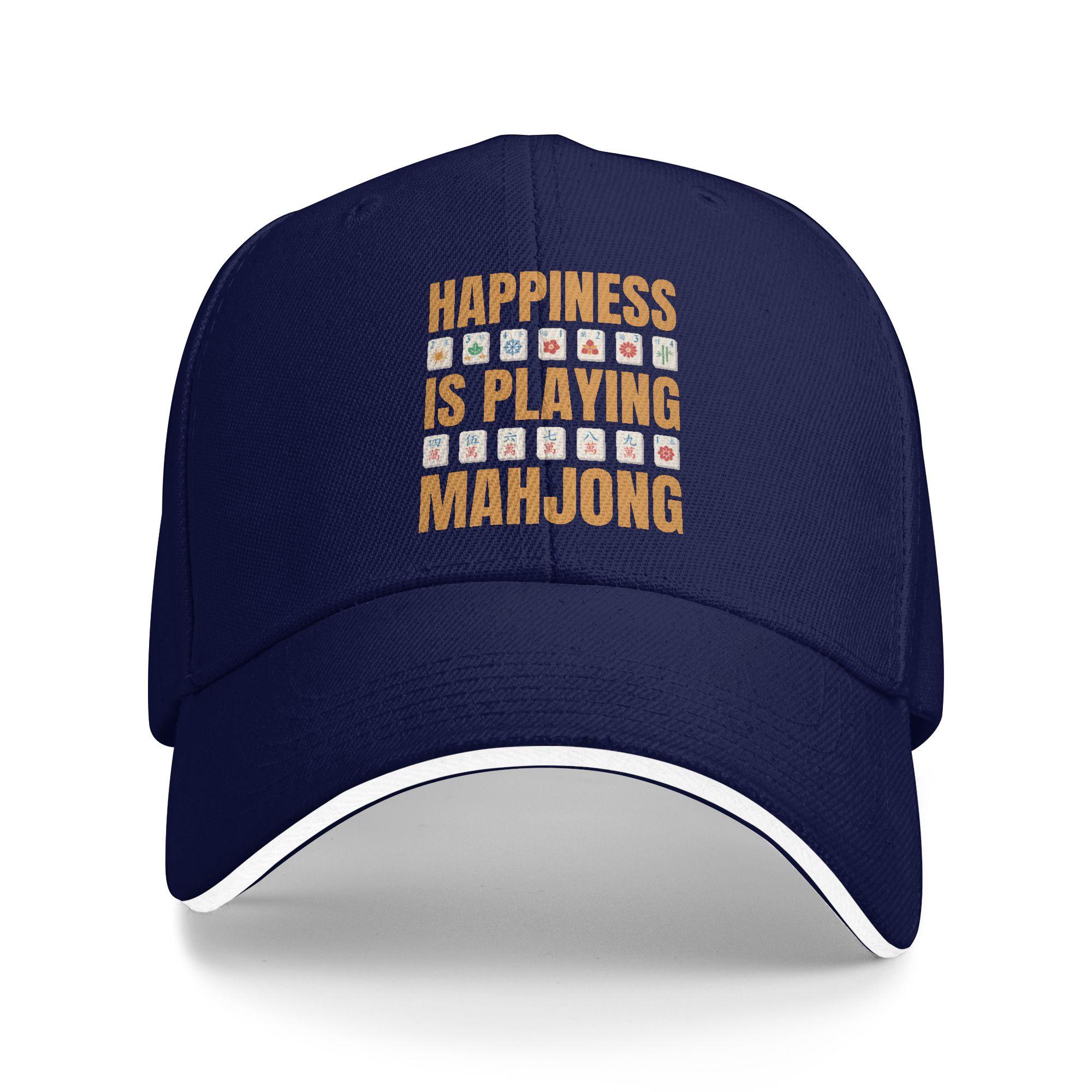 

Personalized Happiness Is Playing Mahjong Game Baseball Cap Outdoor Unisex WoUnisexs Adjustable Dad Hat Spring Snapback Caps One Size