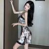 Women Sexy Lace V-neck Silk Sleepwear Suspenders Nightdresses Female Sleeveless Nightwear Sleep Nightdress For Ladies
