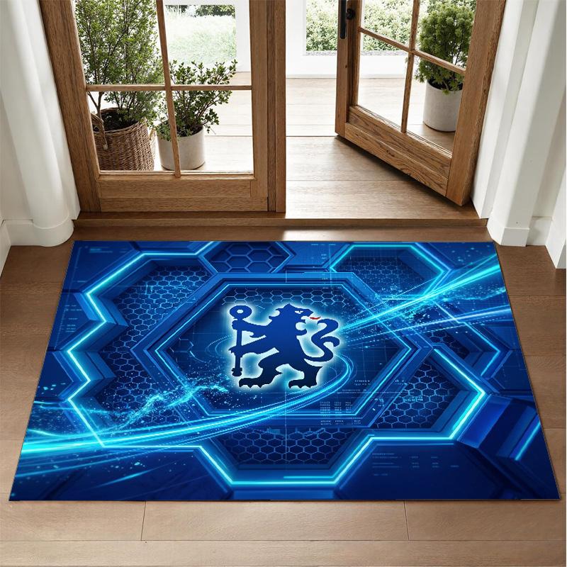Chelsea FC Design Crystal Velvet Rug Soft Decorative Mat for Bedroom Entrance