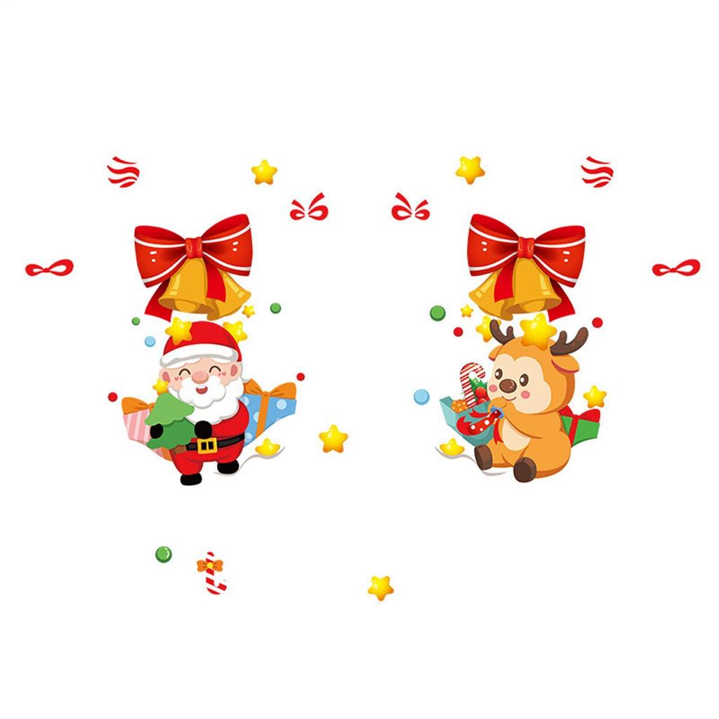 Christmas Window Stickers Double Side Santa Claus Reindeer Stickers Christmas Window Static Stickers New Year Decorative Decal
