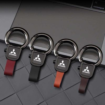 Autologo Sleutelhanger PU Leer Metaal Sleutelring Hanger Voor Ralliart ASX Lancer Cordia Pajero Outlander Galant Mirage Colt
