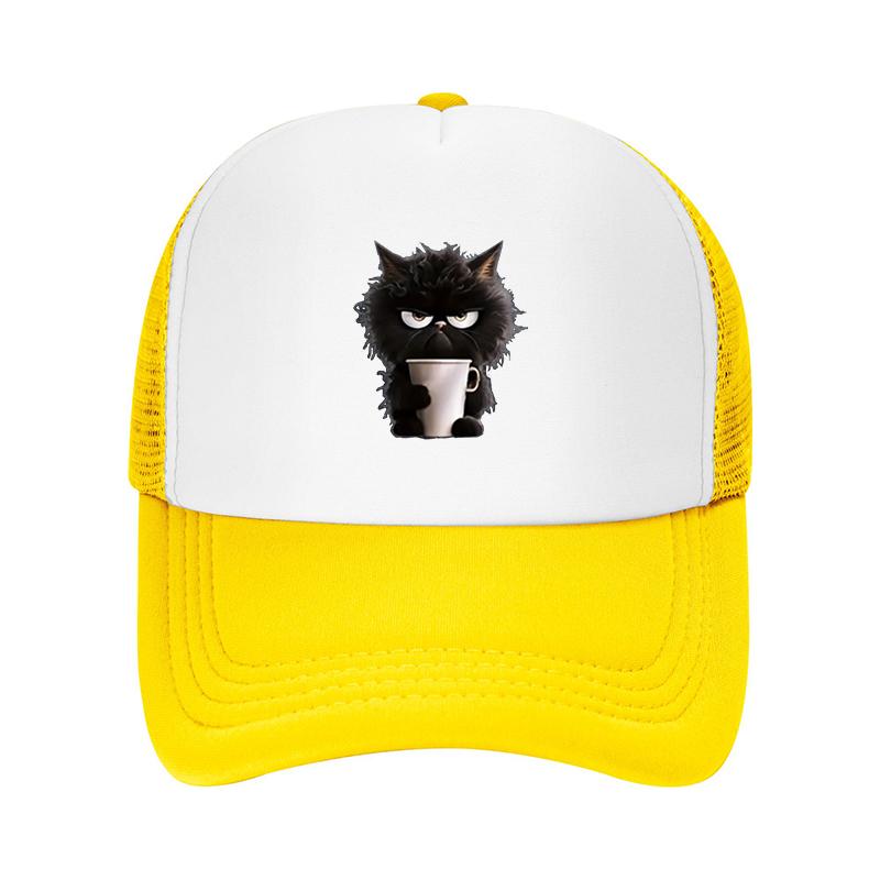 Cup Black Cat Printed Baseball Cap Fashionable and Multifunctional Duckbill Cap Adjustable and Trendy